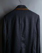 "HERMES" Vintage leather piping design belted tailored jacket