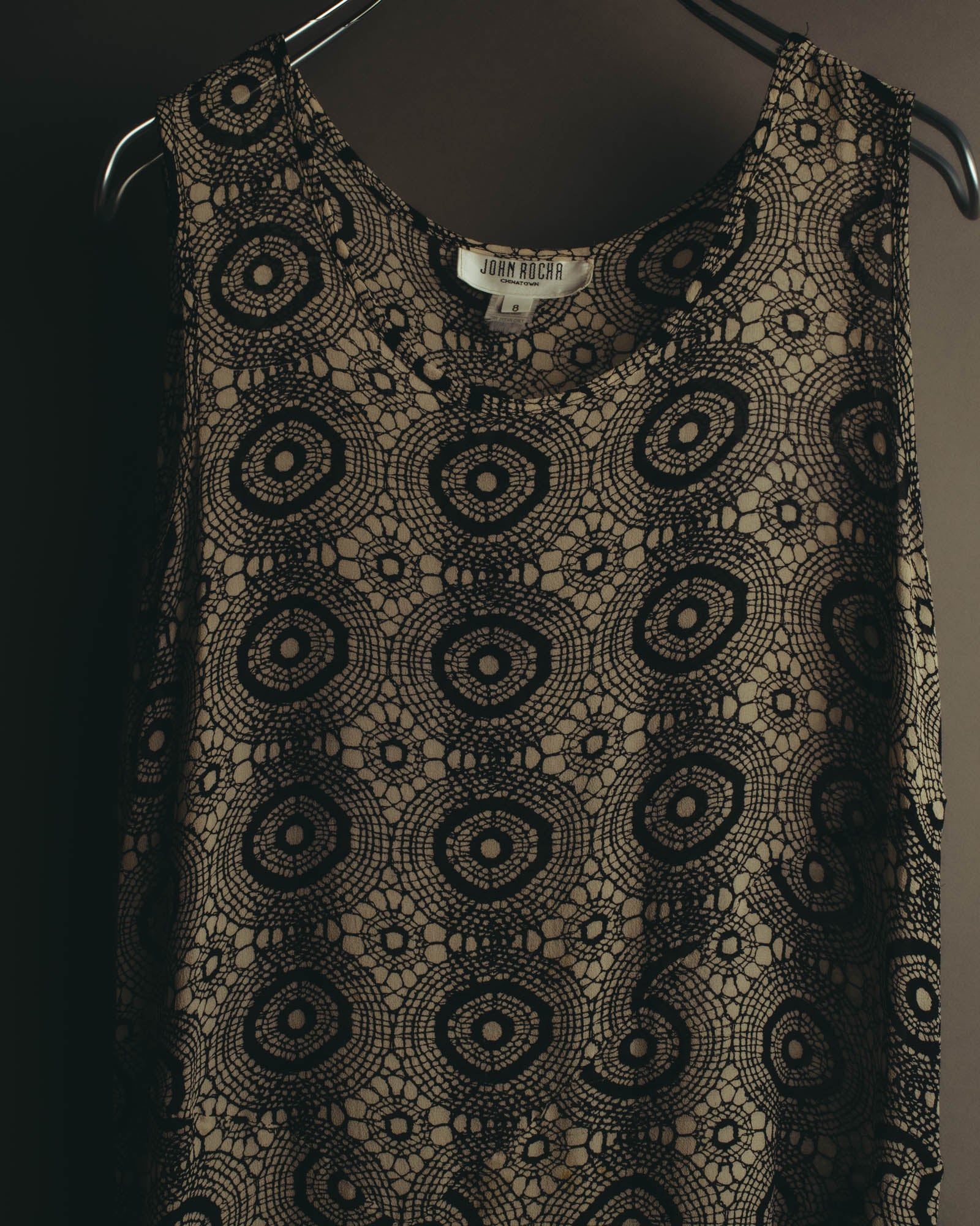 "John Rocha Chinatown" 80's Sleeveless patterned mini dress