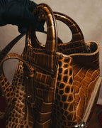 “Max Mara” 00’s-20’s crocodile-embossed 2way backpack