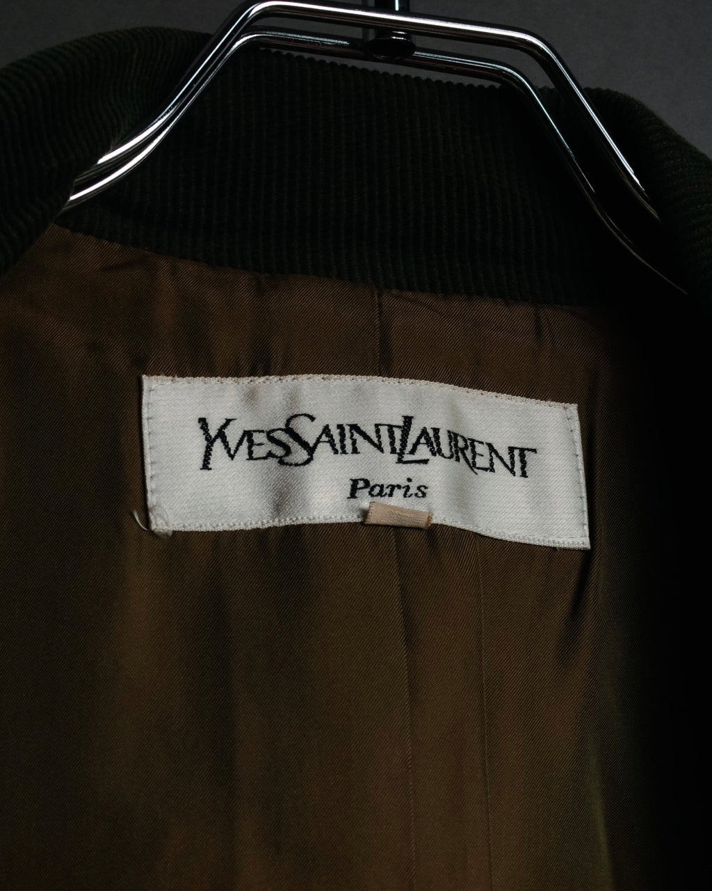 “Yves Saint Laurent” 80’s-90’s Corduroy collar belted trench coat