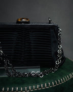 "Salvatore Ferragamo" 00’s-10’s tiger’s eye satin pleated chain bag