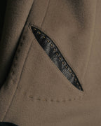 -SPECIAL- "FENDI" 90's-00's Cashmere blend long coat with leather contrast