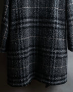 "BURBERRY" Check pattern double zipper hooded coat
