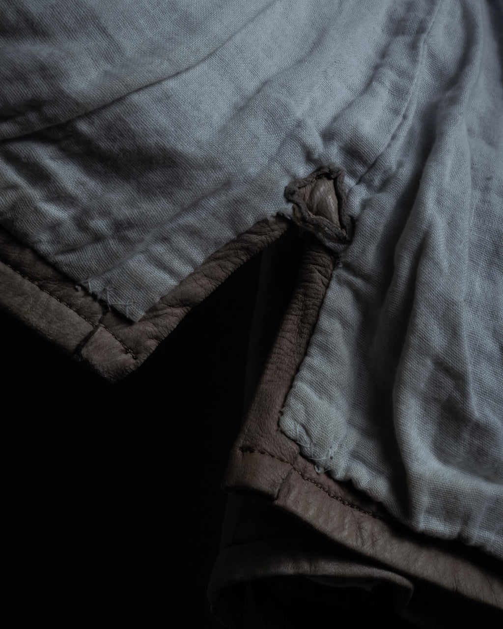 "ISAMU KATAYAMA" Dart-shaped deer leather shirt jacket