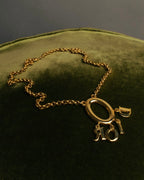 "Christian Dior" 90's-00's Gold tone logo charm pendant necklace