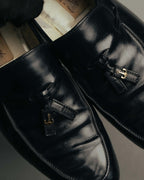 "GUCCI" 80's Vintage anchor motif tassel leather loafers