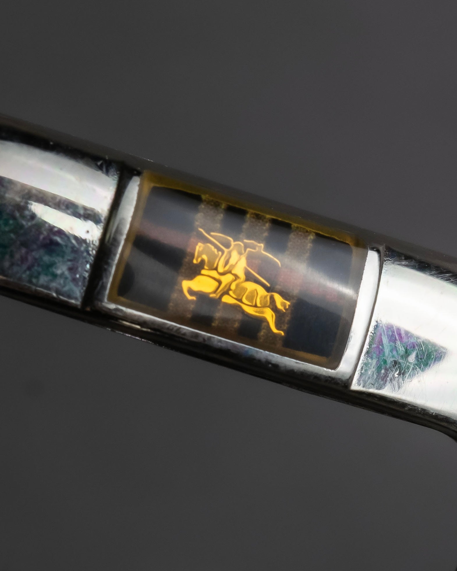 "BURBERRY" Equestrian Knight design leather belt