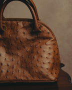 "LOEWE" 80's-90's Classic ostrich leather top handle handbag