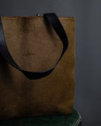 "YVES SAINT LAURENT" Hand-stitched design hair calf leather tote bag