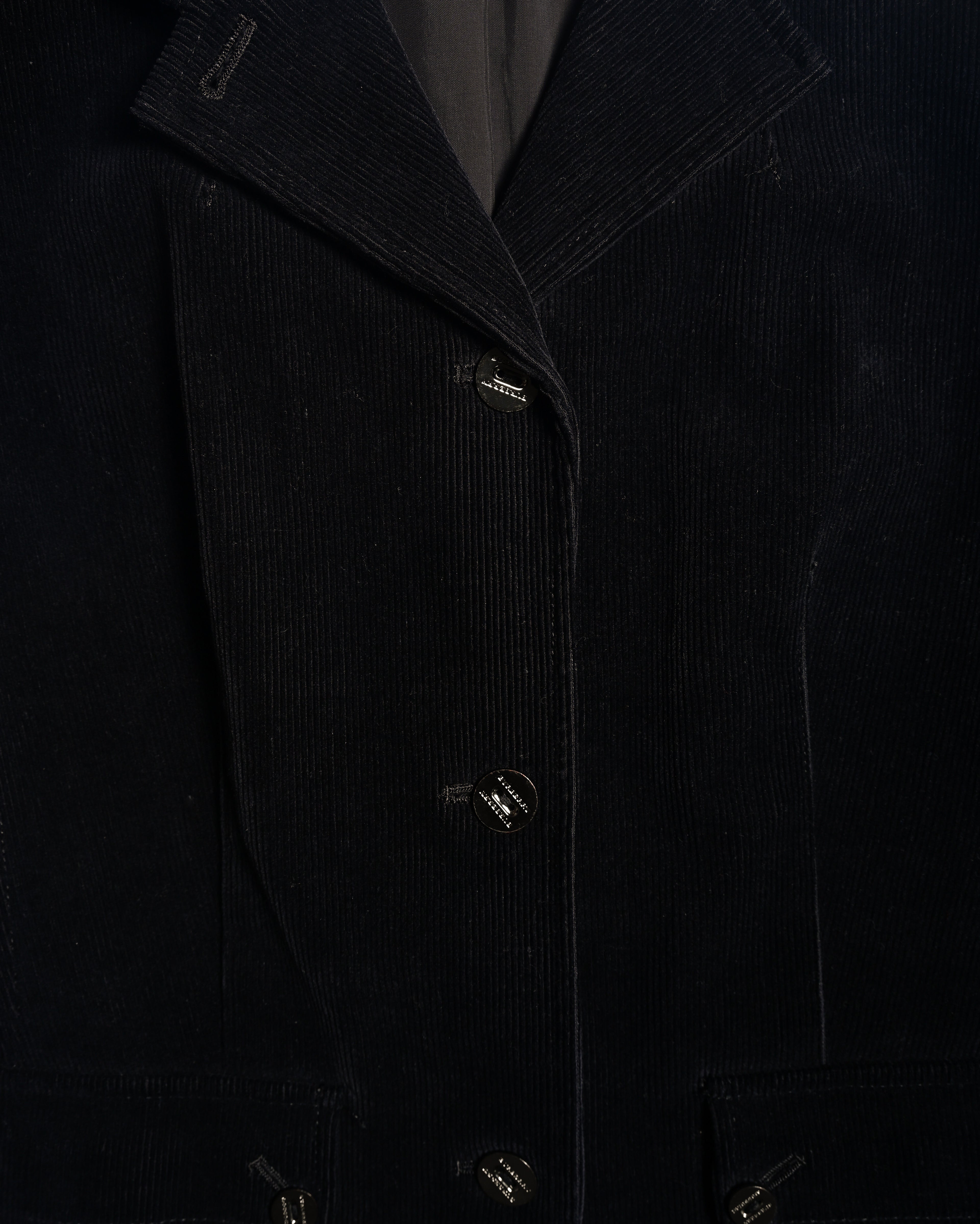 BURBERRY/ Slim Fit Single Breasted Corduroy Set Up Black