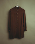 “YVES SAINT LAURENT” 80’s-90’s textured silk blend mandarin collar long shirt