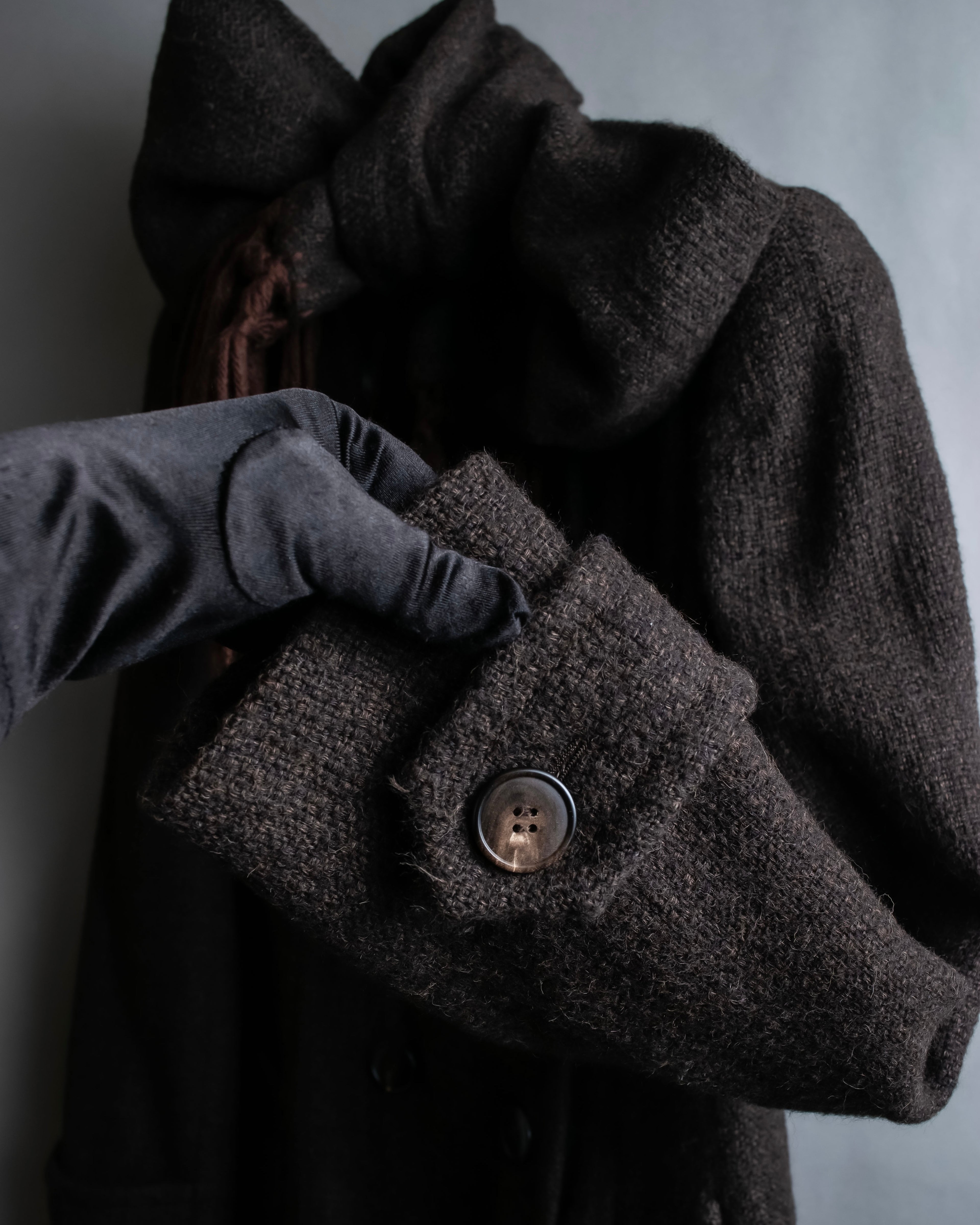 "DOLCE & GABBANA" Fringe scarf included double-breasted coat