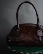 –SPECIAL– "Salvatore Ferragamo" 00’s calf hair gancini rattan accent handbag