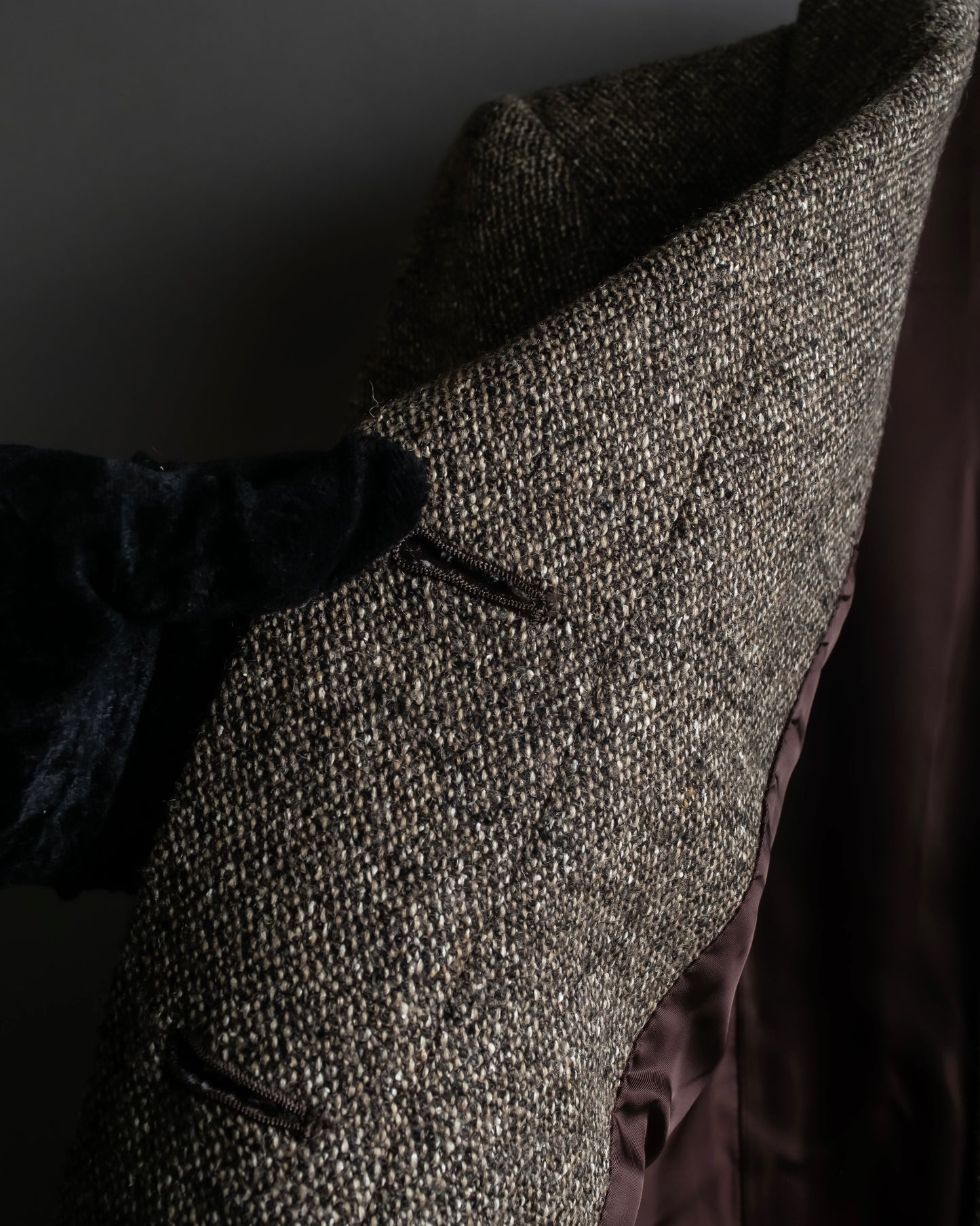 "Yves Saint Laurent Rive Gauche"
Fly front tweed chester coat