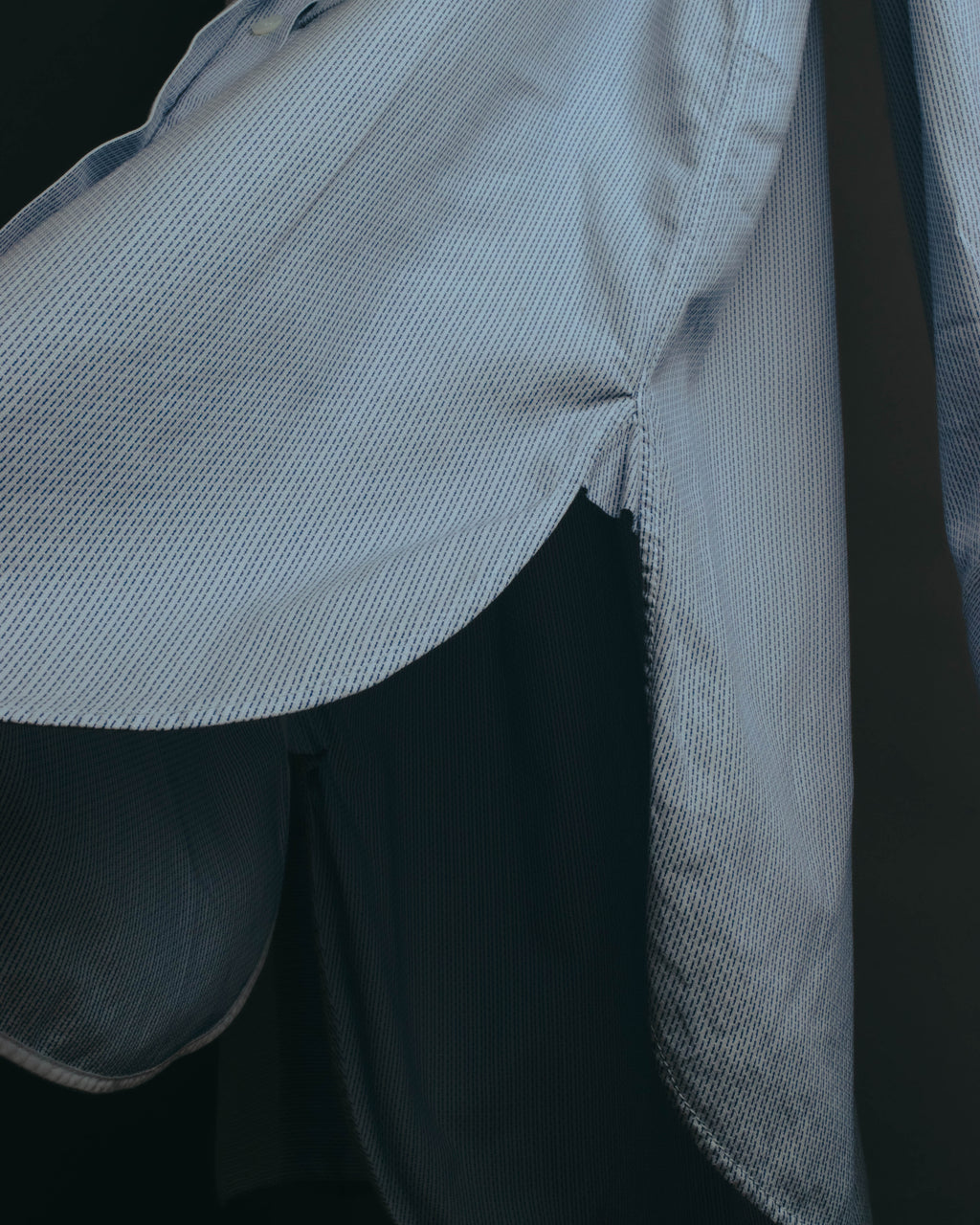 "CÉLINE" 10's Textured cotton collarless tunic shirt