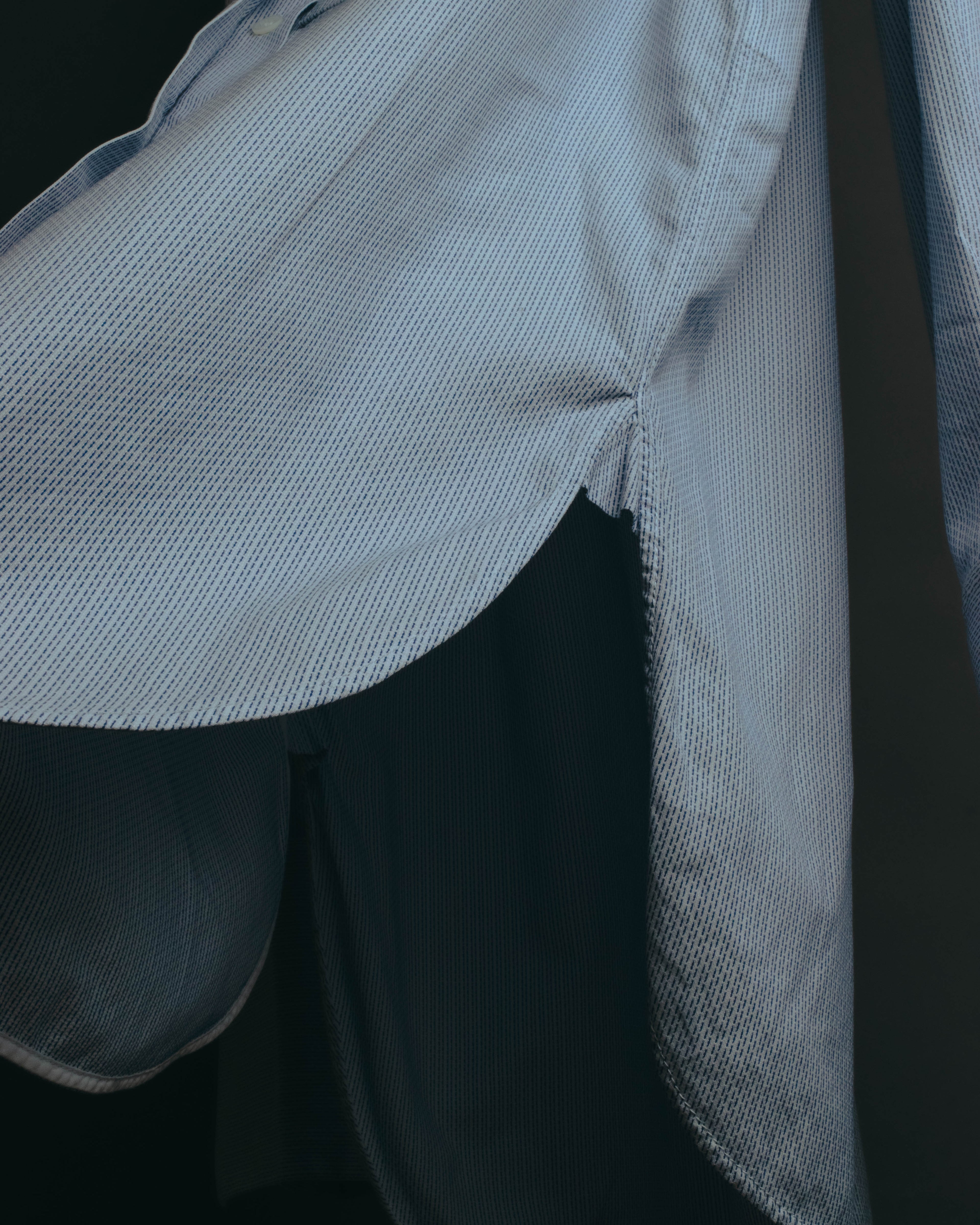 "CÉLINE" 10's Textured cotton collarless tunic shirt