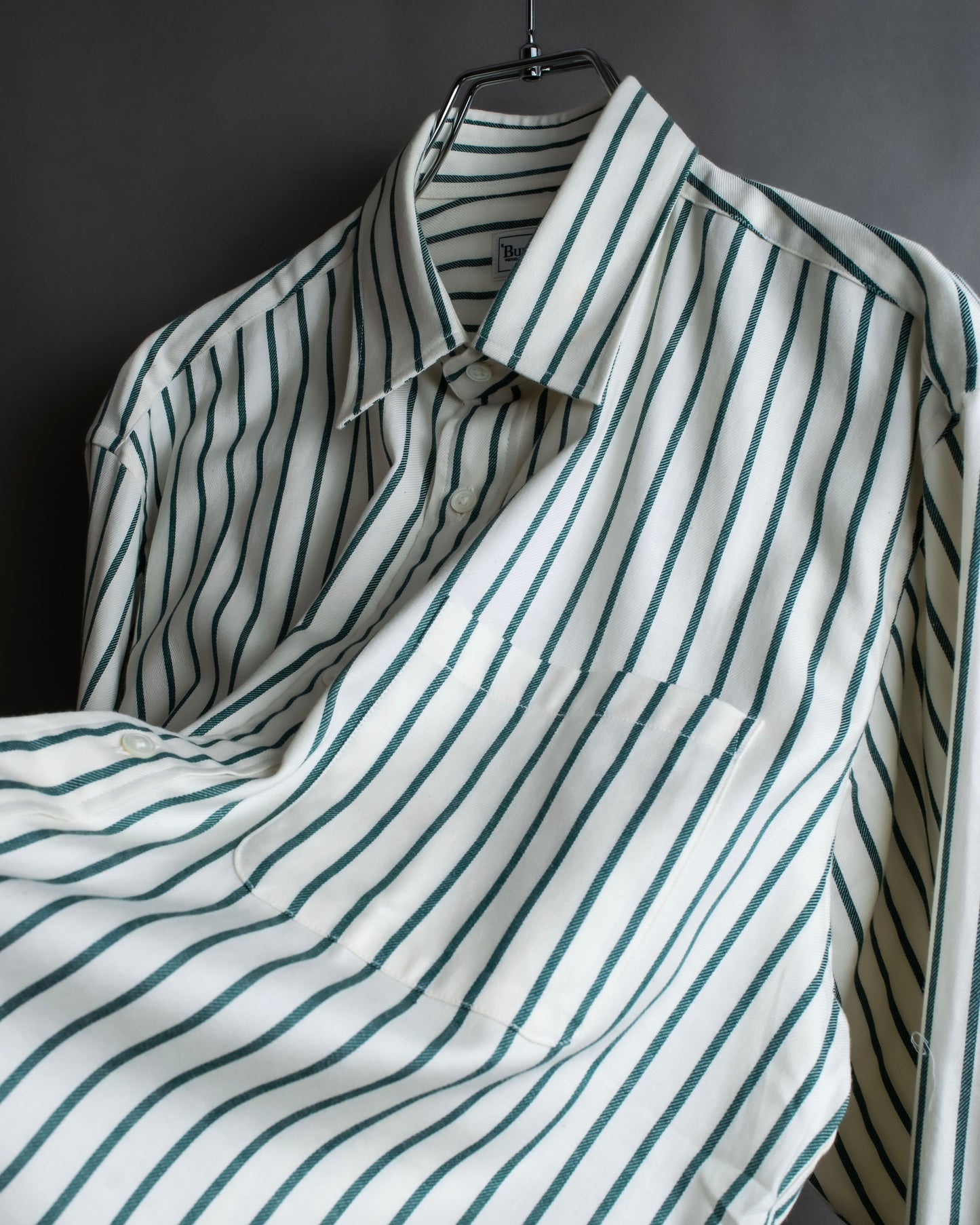 "BURBERRYS" Green stripe pattern oversized shirt