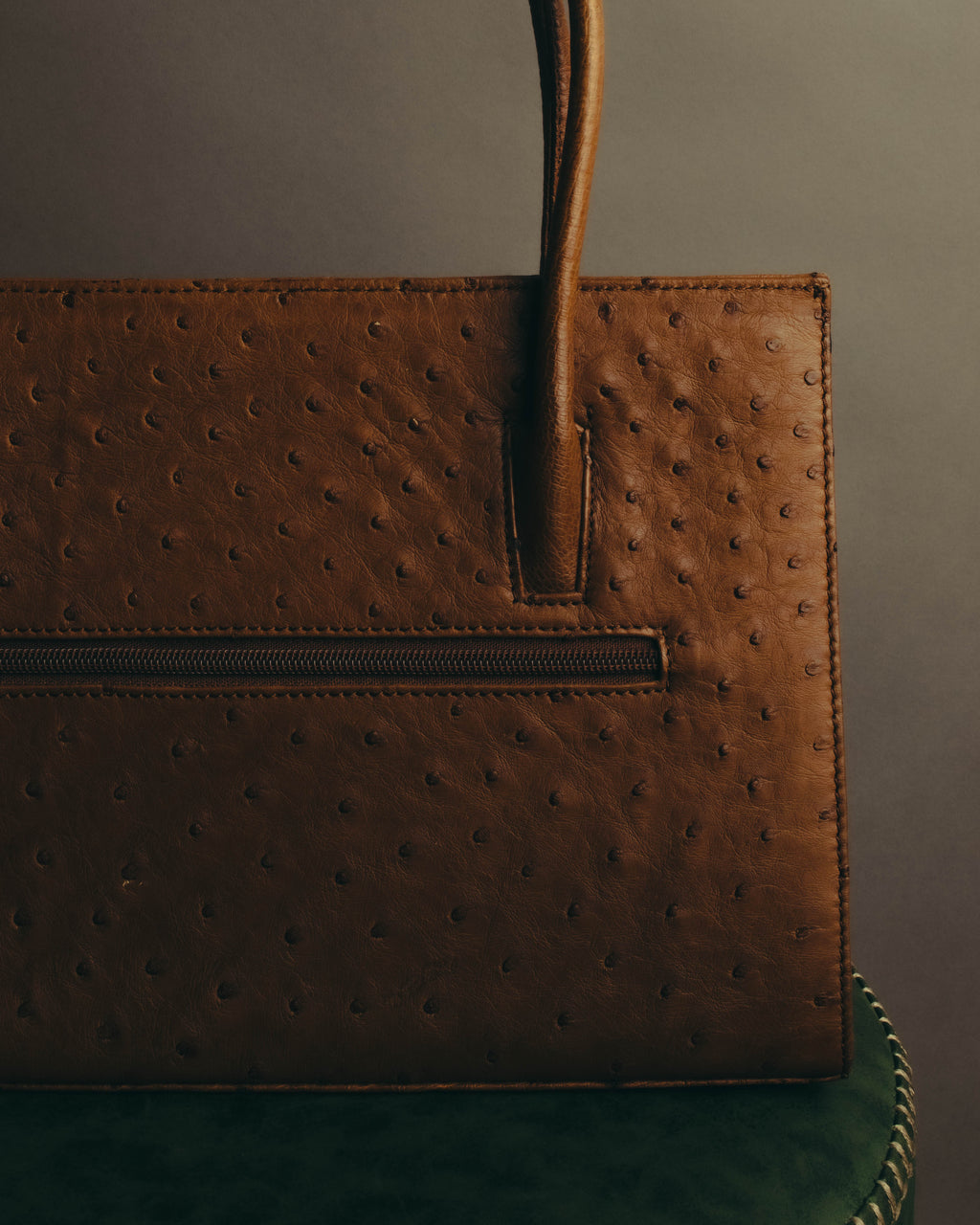 “GIOVANNI VALENTINO” Structured ostrich top handle bag