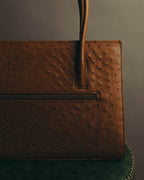 “GIOVANNI VALENTINO” Structured ostrich top handle bag