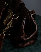 "MIU MIU" Antique design crocodile embossed leather 2way bag