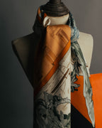 "Hermès" 90's-00's Architectural printed silk scarf