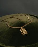 "Yves Saint Laurent" 80's-00's Gold tone textured pendant necklace