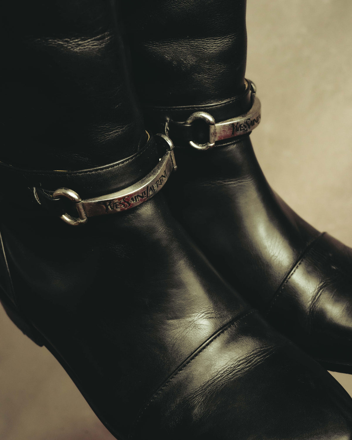 "Yves Saint Laurent" 90's Logo hardware knee-high boots