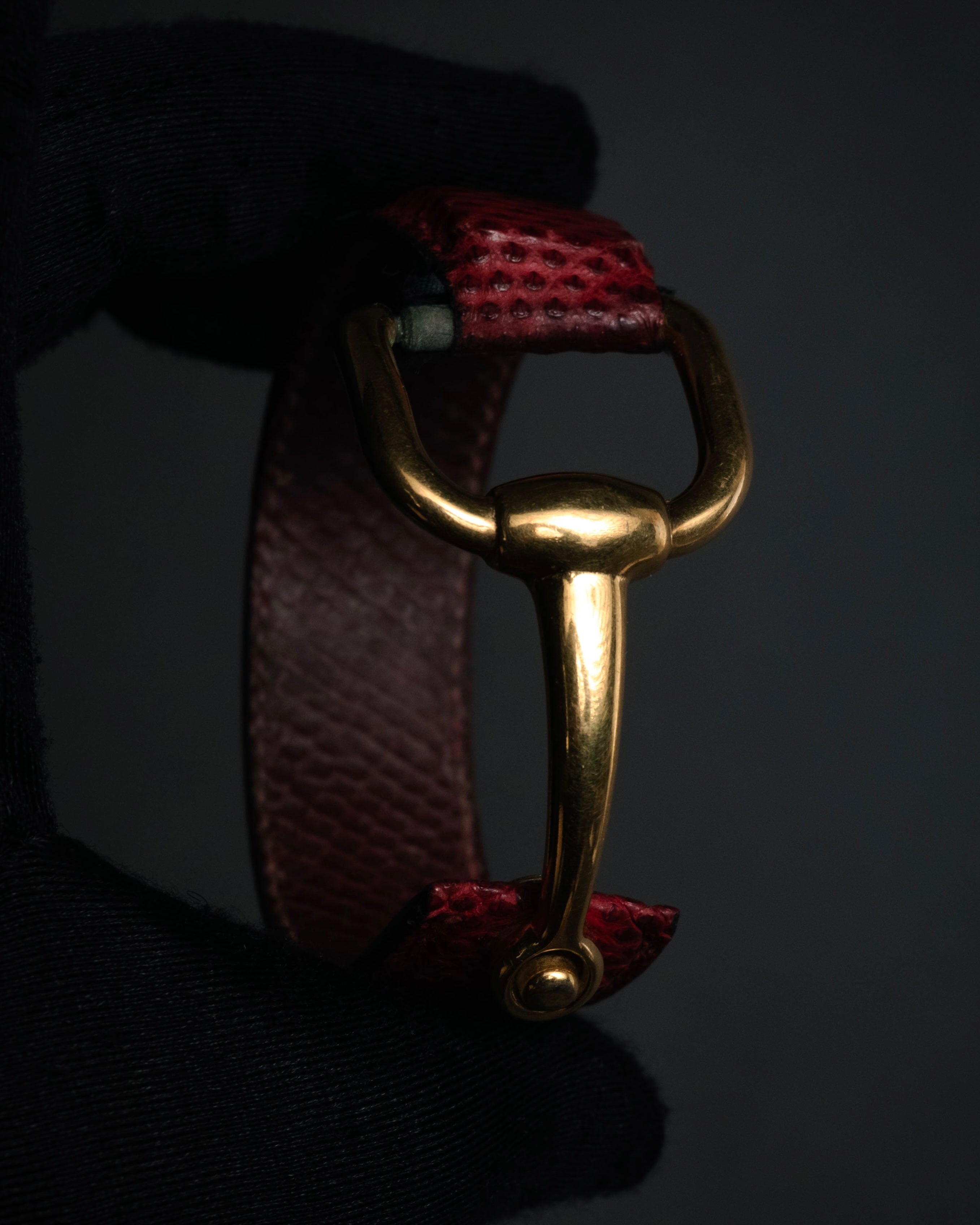 “GUCCI” 90’s-00’s Horsebit lizard leather bangle