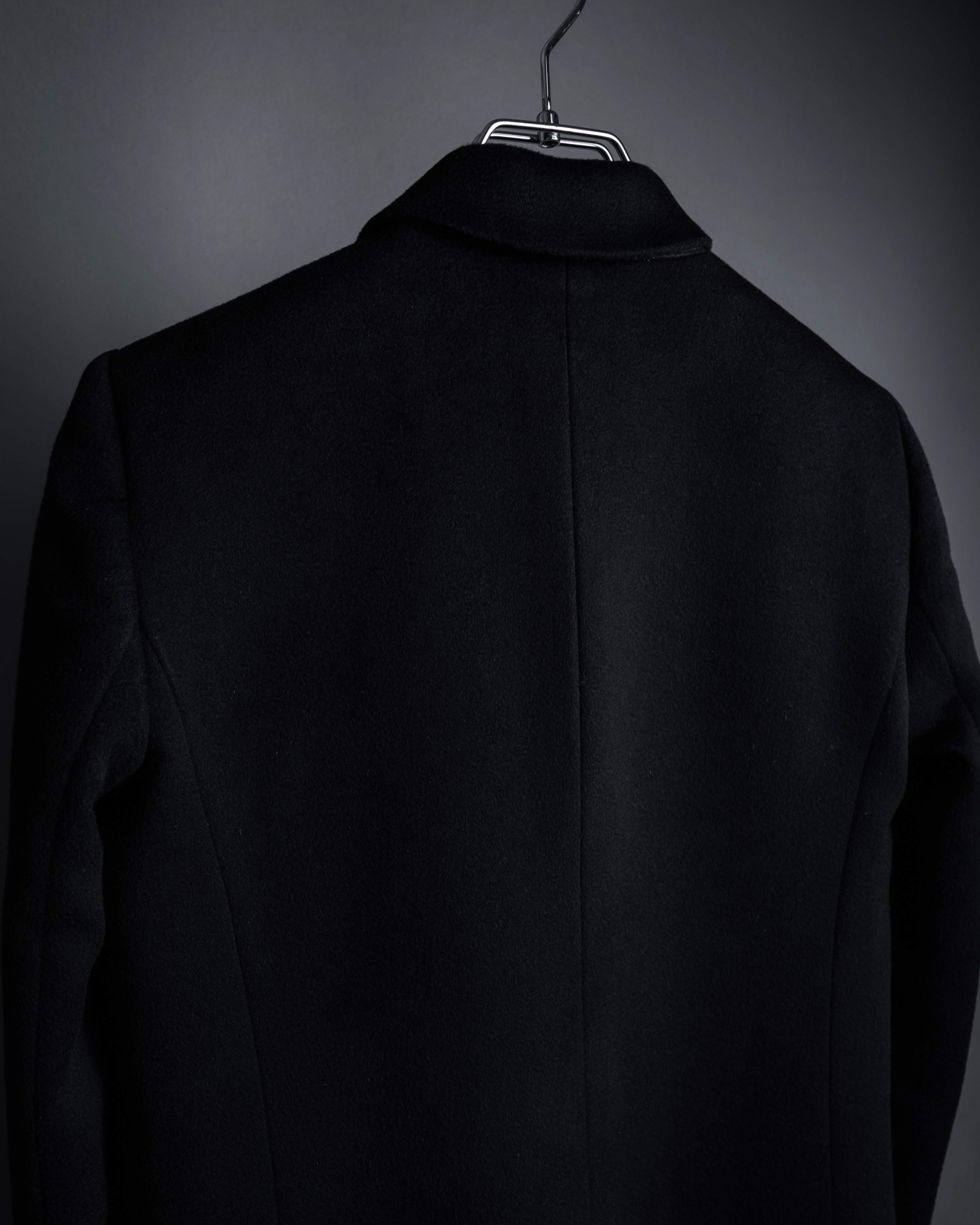 "GUCCI" Michele period solid black wool tailored coat