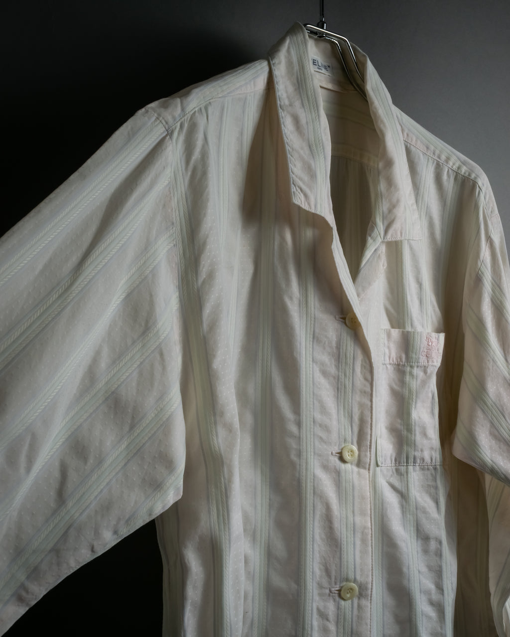 "CELINE" 80’s-90’s Pastel dobby striped pajama shirt