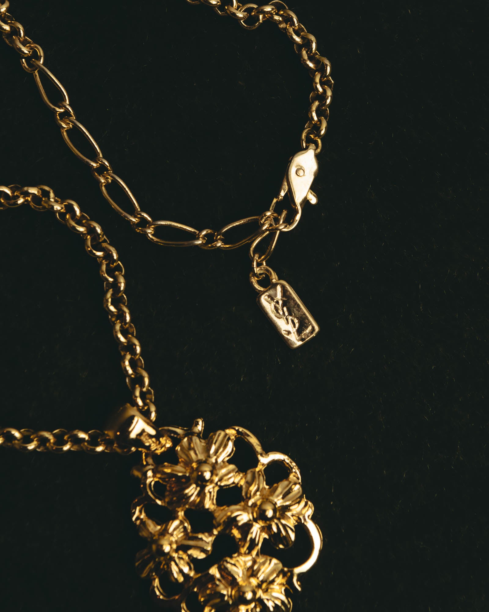"Yves Saint Laurent" 80's-90's Sculptural floral pendant necklace