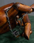 "GUCCI" Color stone motif silver chain necklace