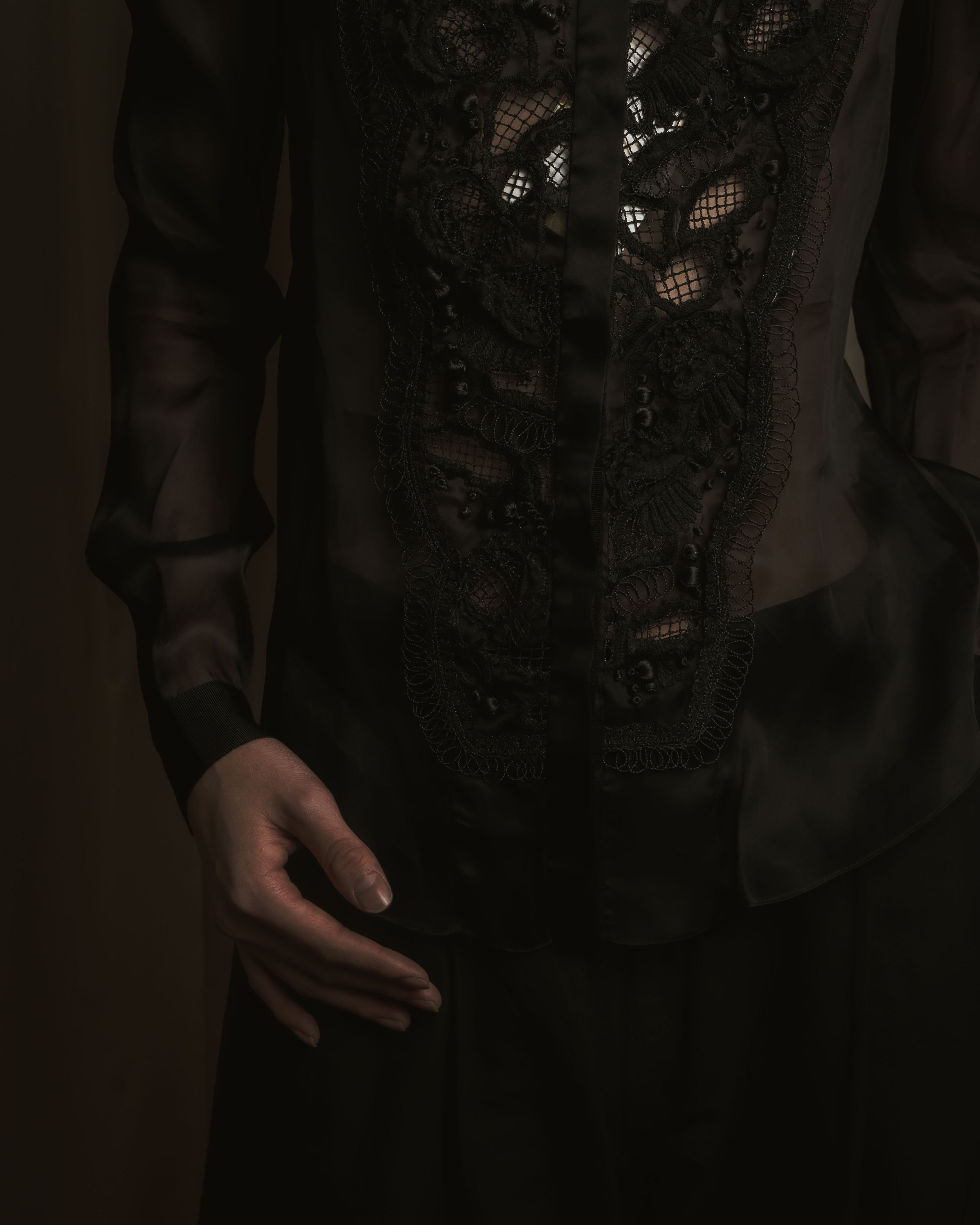 "LOEWE" 2014AW Sheer embroidered shirt