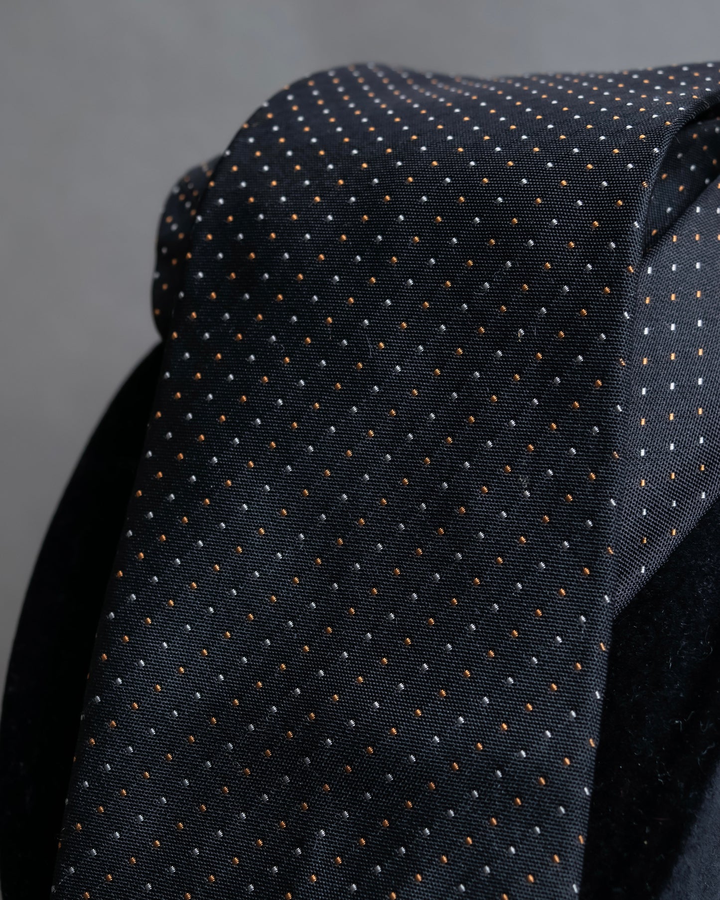 "JEAN PAUL GAULTIER" 100% silk white＆orange dot pattern neck tie