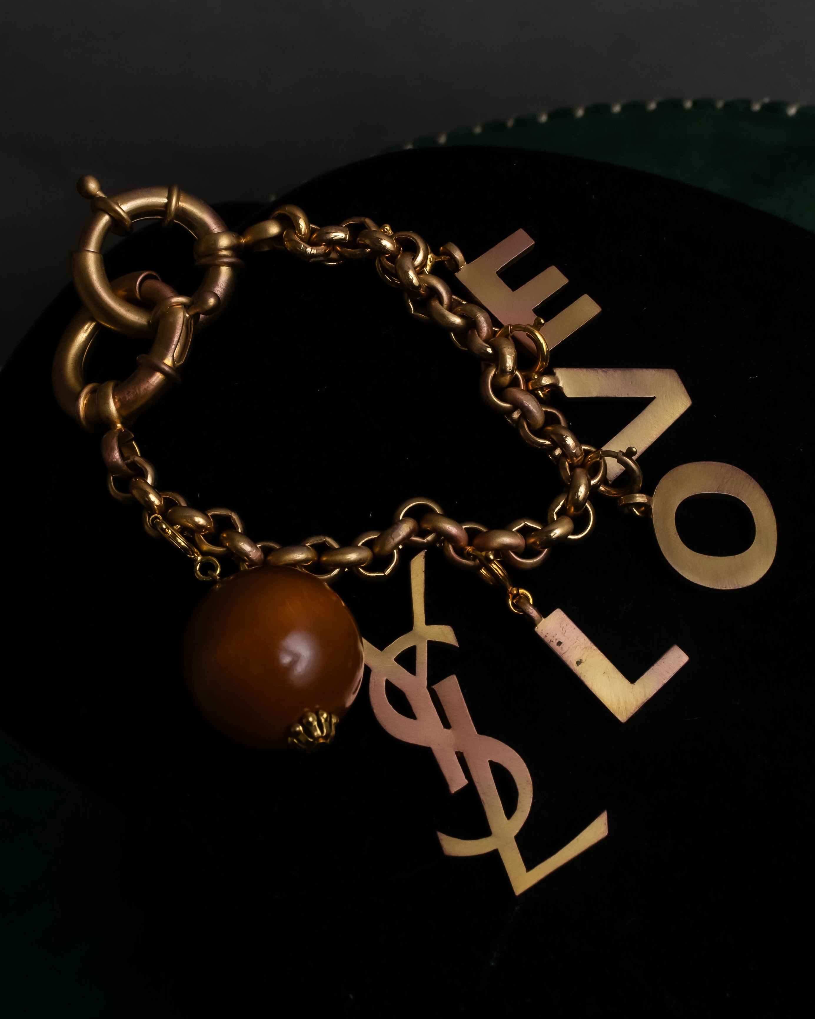 "YVES SAINT LAURENT" LOVE typography & Cassandra motif design bracelt