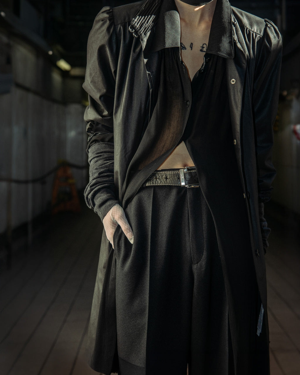 【受注生産】OMNIPRESENT CUFFED BLACK SLACKS