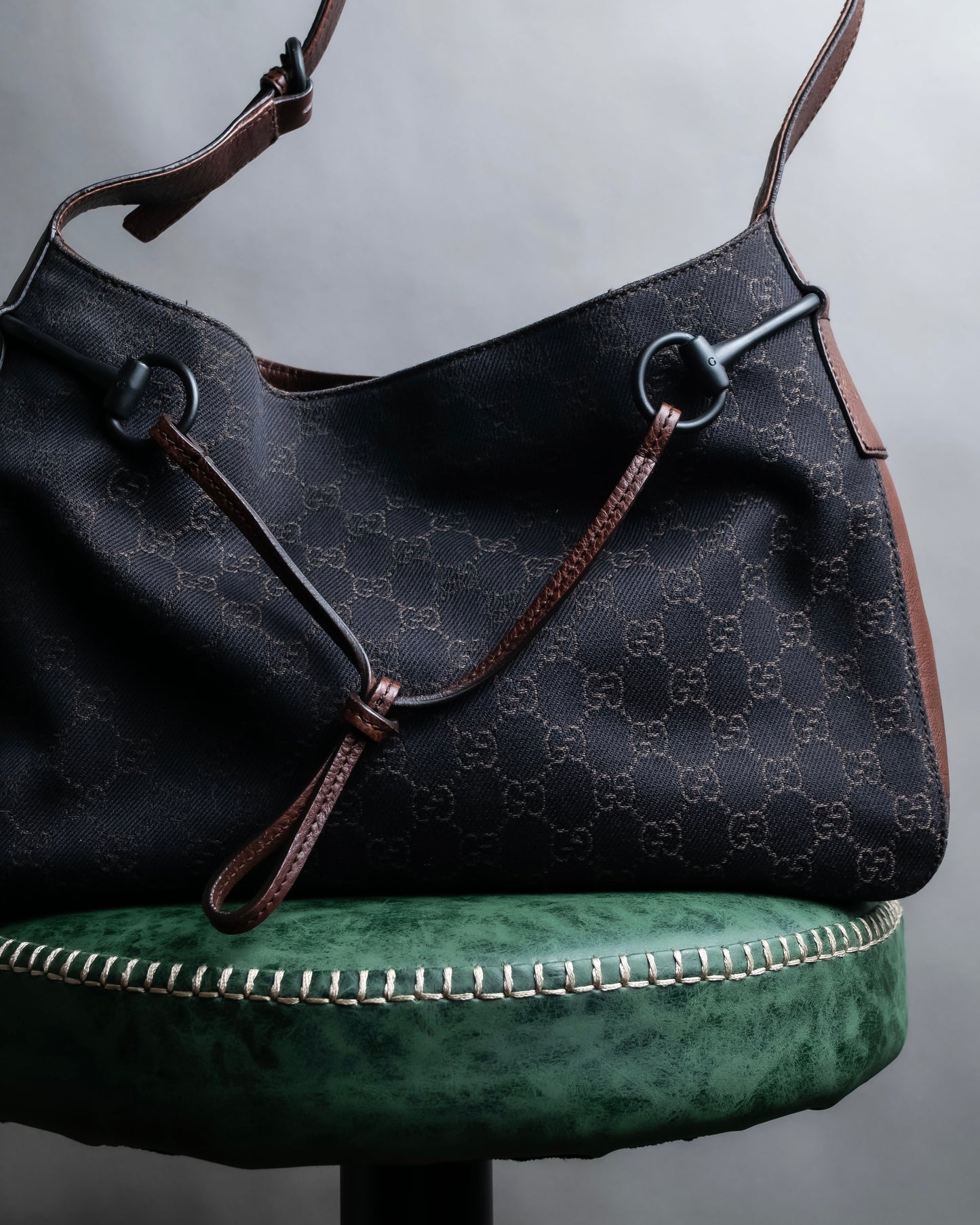 "GUCCI" GG canvas pattern horsebit design one shoulder bag