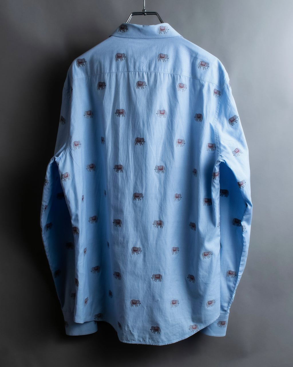 "GUCCI" Michele period elephant pattern sax blue color shirt