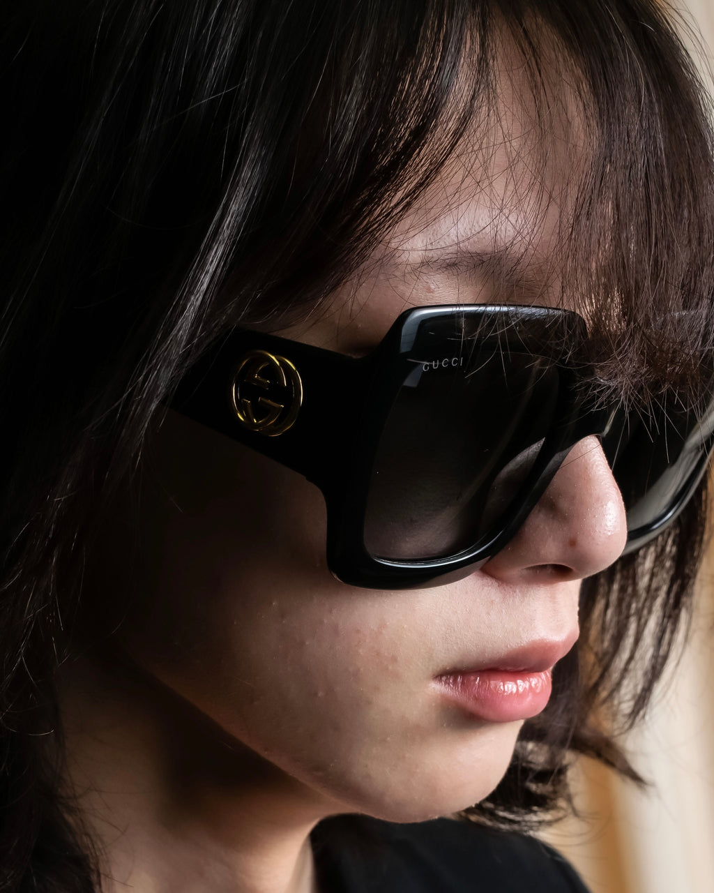 "GUCCI" GG medallion design square frame sunglasses