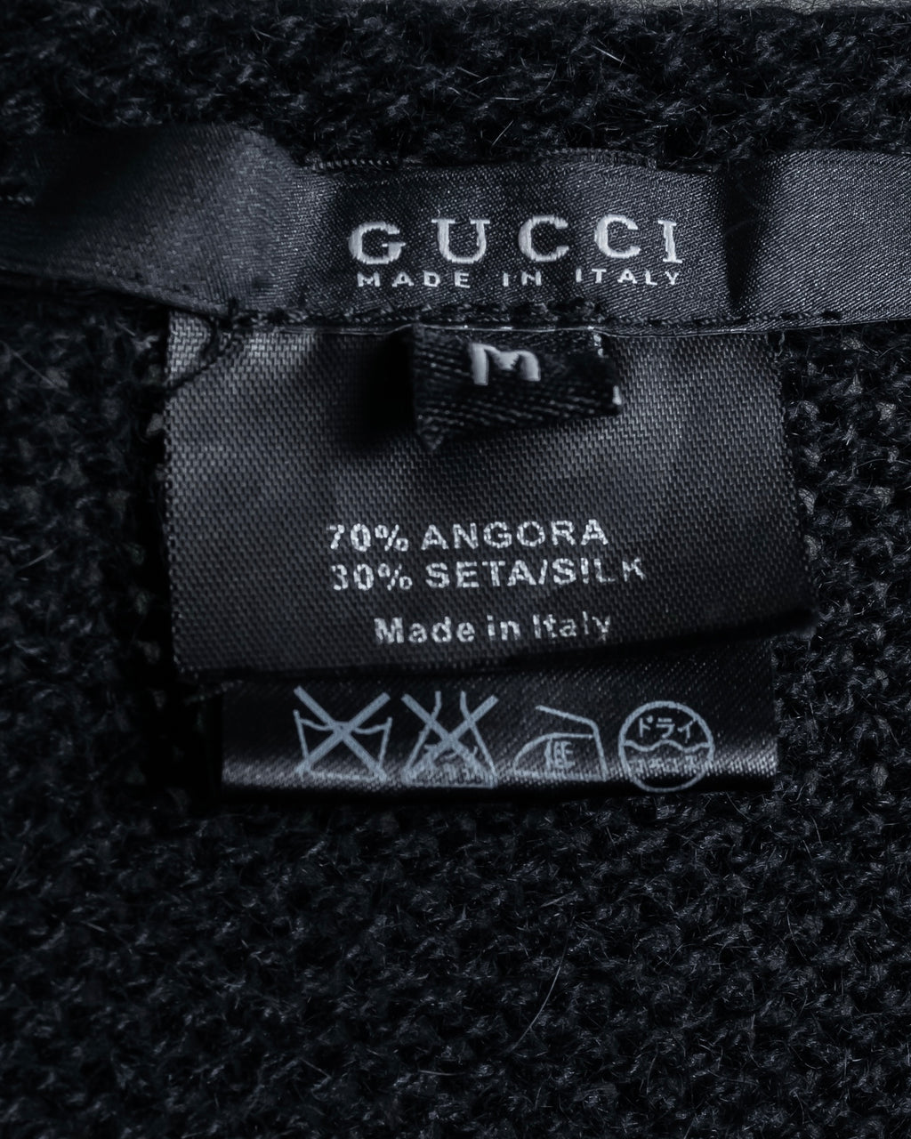 "GUCCI" Silky mix angora V-neck knit pullover