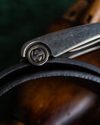 "GUCCI" Large buckle grained leather belt