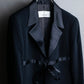 "Karl Lagerfeld" Front ribbon design separate fabric switching long tailored jacket