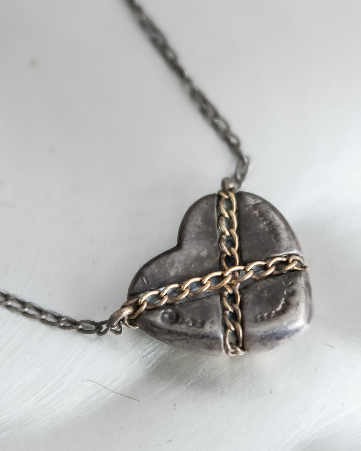 "Tiffany&Co" Chain cross heart motif silver necklace