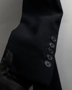 "HERMES" 90's classic detail dark blue tailored jacket