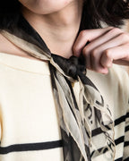 "CHANEL" Coco mark grid pattern silk scarf