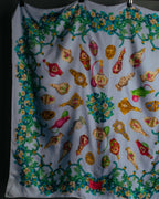 "GUCCI" 90's-00's Vintage botanical and perfume bottle silk scarf