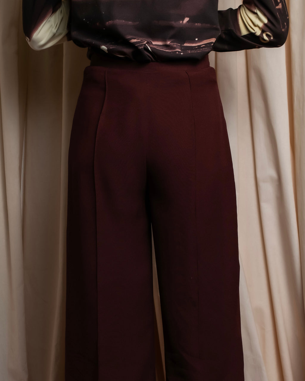 "JEAN PAUL GAULTIER" Beautiful drape burgundy wide slacks