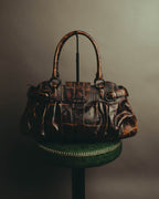 "Salvatore Ferragamo" 00's-10's Glossy crocodile embossed leather handbag