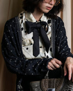 "Vintage abstract polka dot knit cardigan"