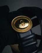"Christian Dior" Oval logo buckle structured leather belt